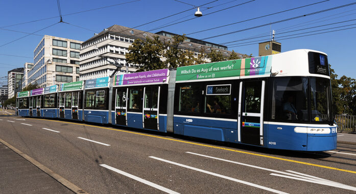 Tram rooftop advertising